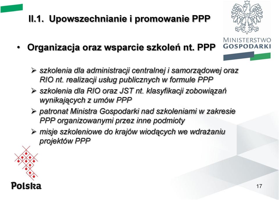 realizacji usług publicznych w formule PPP szkolenia dla RIO oraz JST nt.