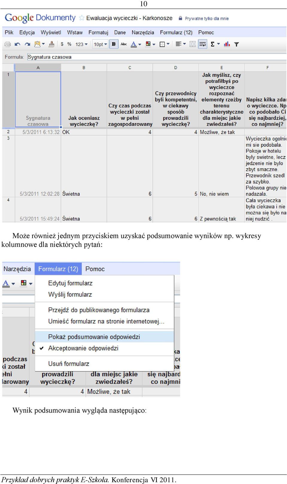 wykresy kolumnowe dla niektórych