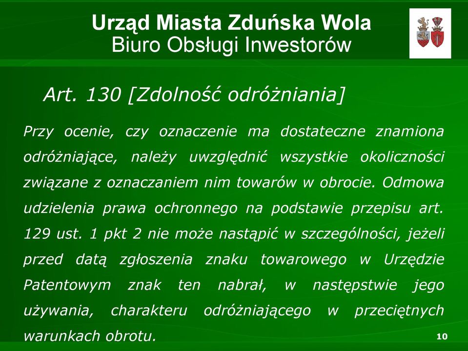 Odmowa udzielenia prawa ochronnego na podstawie przepisu art. 129 ust.