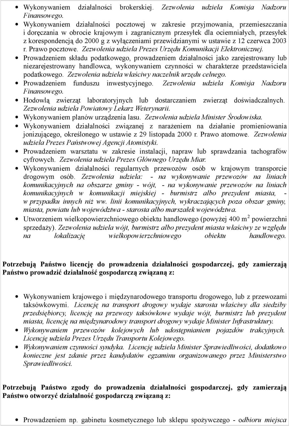 wyłączeniami przewidzianymi w ustawie z 12 czerwca 2003 r. Prawo pocztowe. Zezwolenia udziela Prezes Urzędu Komunikacji Elektronicznej.
