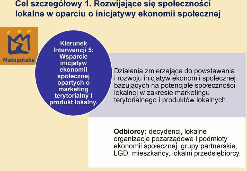 społecznej opartych o marketing terytorialny i produkt lokalny.