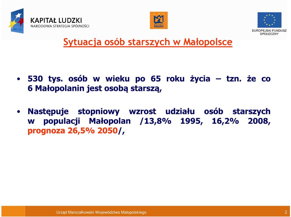 że co 6 Małopolanin jest osobą starszą, Następuje stopniowy wzrost