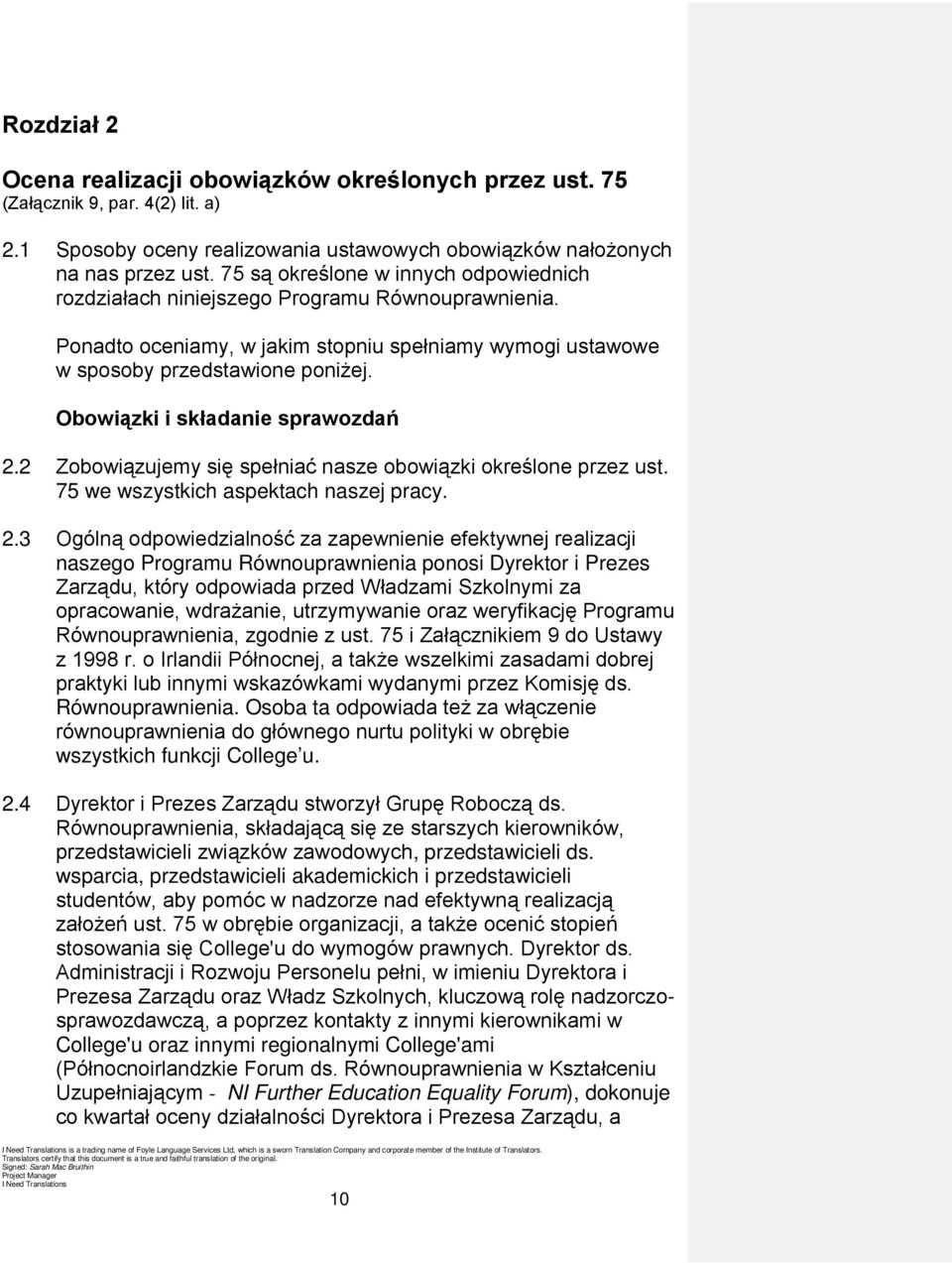 Obowiązki i składanie sprawozdań 2.