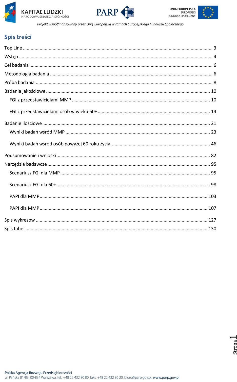 .. 21 Wyniki badao wśród MMP... 23 Wyniki badao wśród osób powyżej 60 roku życia.... 46 Podsumowanie i wnioski.