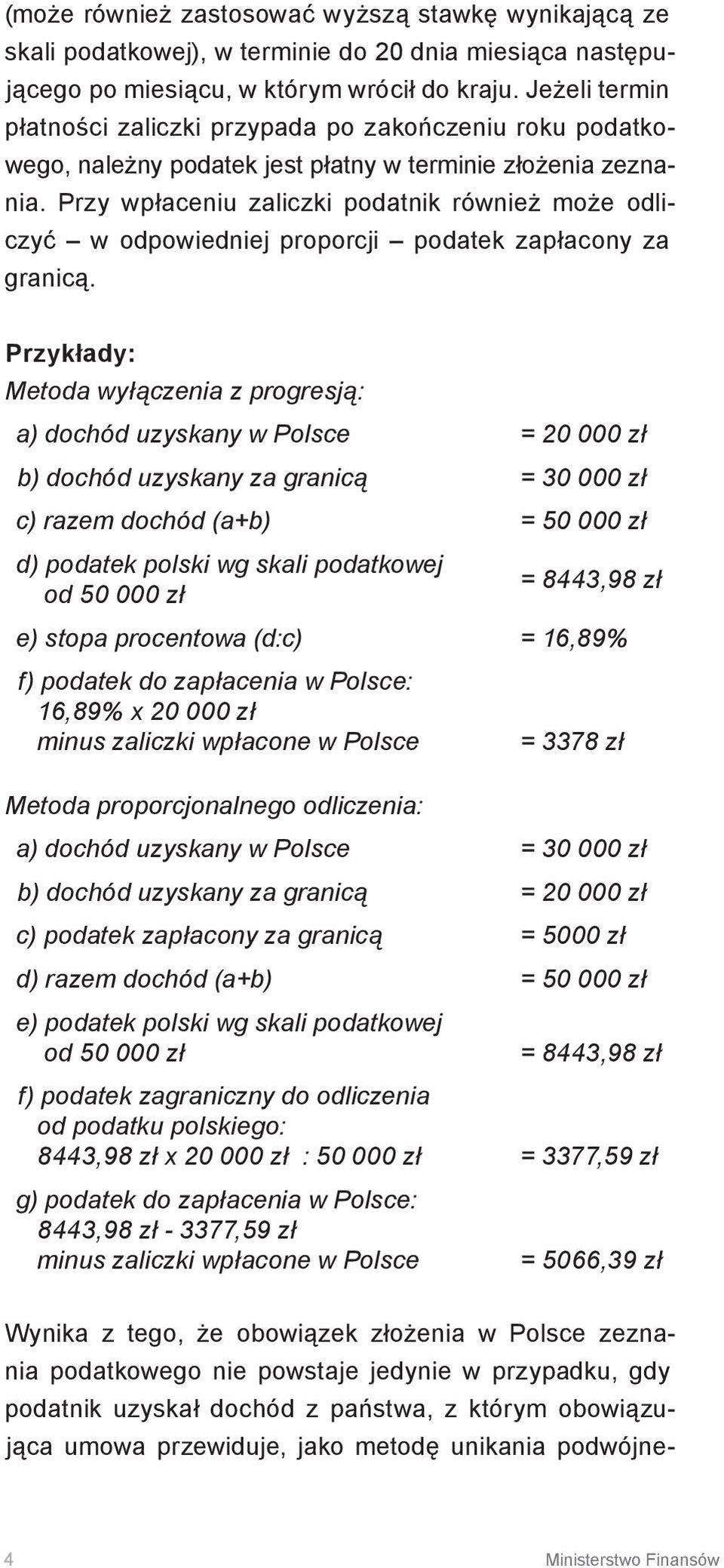 Przy wpłaceniu zaliczki podatnik również może odliczyć w odpowiedniej proporcji podatek zapłacony za granicą.