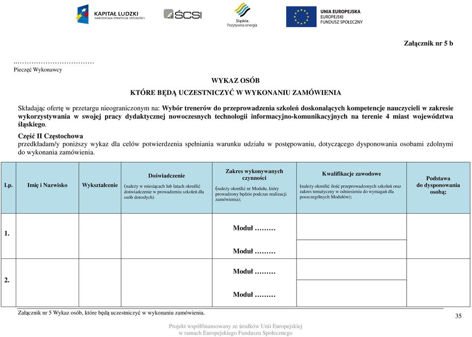 nauczycieli w zakresie wykorzystywania w swojej pracy dydaktycznej nowoczesnych technologii informacyjno-komunikacyjnych na terenie 4 miast województwa śląskiego.