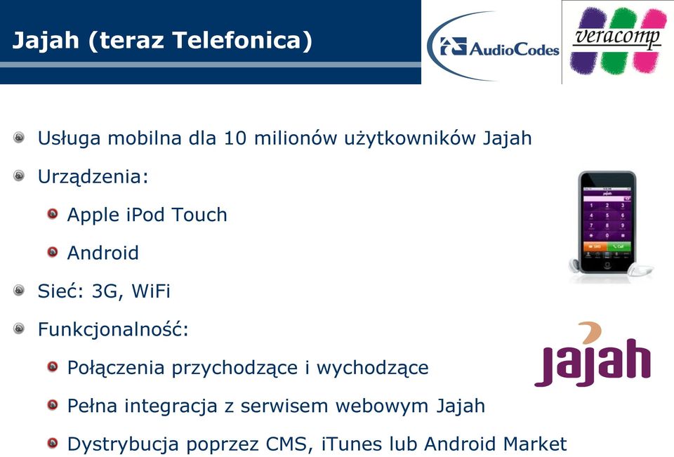 WiFi Funkcjonalność: Połączenia przychodzące i wychodzące Pełna