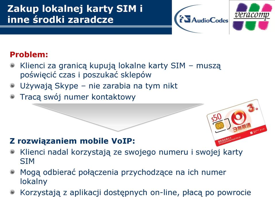 kontaktowy Z rozwiązaniem mobile VoIP: Klienci nadal korzystają ze swojego numeru i swojej karty SIM