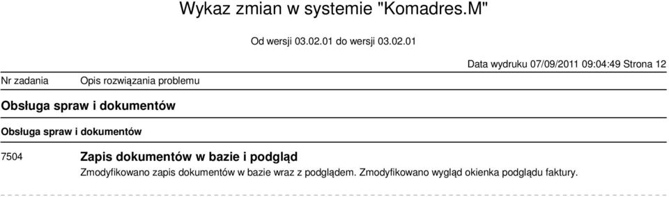 w bazie i podgląd Zmodyfikowano zapis dokumentów w bazie