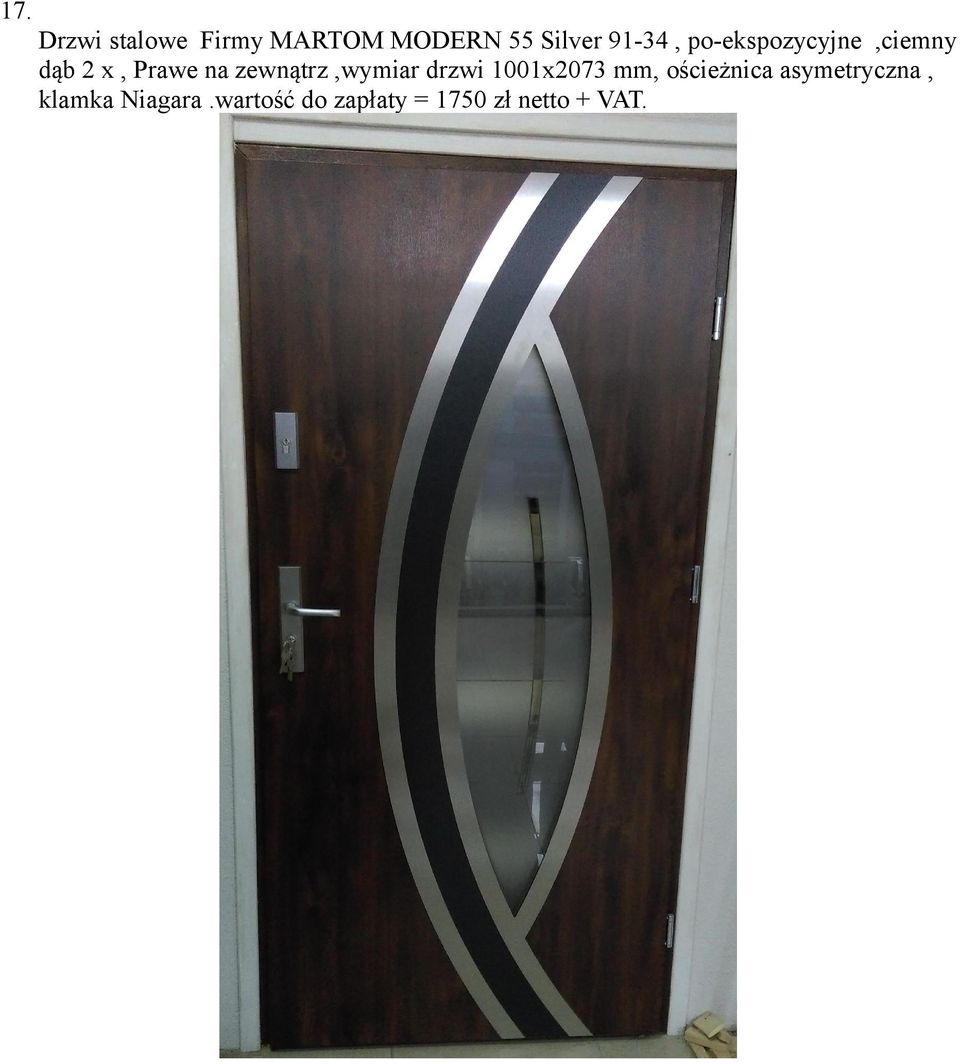 zewnątrz,wymiar drzwi 1001x2073 mm, ościeżnica