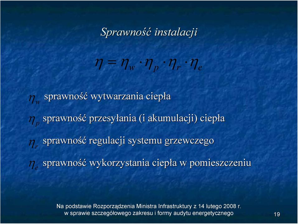 sprawność wykorzystania ciepła w pomieszczeniu Na podstawie Rozporządzenia Ministra