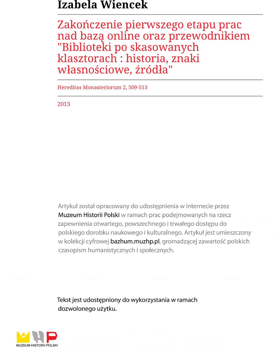 skasowanych klasztorach : historia, znaki