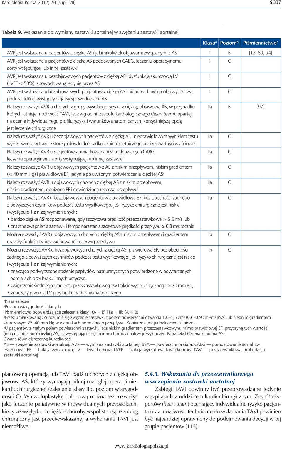 94] AVR jest wskazana u pacjentów z ciężką AS poddawanych CABG, leczeniu operacyjnemu I C aorty wstępującej lub innej zastawki AVR jest wskazana u bezobjawowych pacjentów z ciężką AS i dysfunkcją