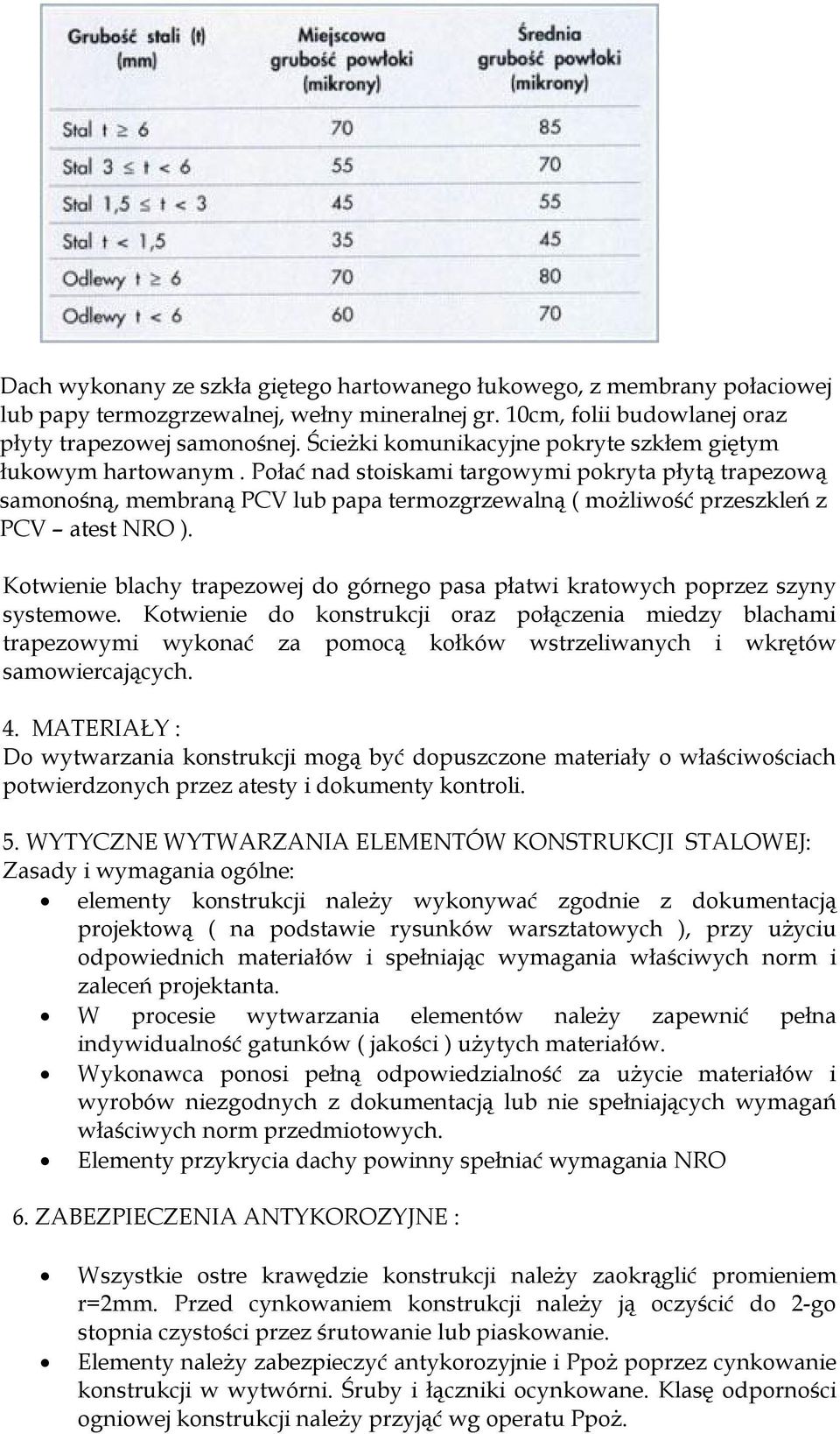 Połać nad stoiskami targowymi pokryta płytą trapezową samonośną, membraną PCV lub papa termozgrzewalną ( możliwość przeszkleń z PCV atest NRO ).