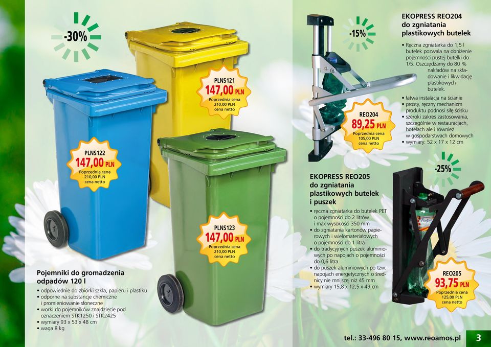 zgniatania plastikowych butelek i puszek ręczna zgniatarka do butelek PET o pojemności do 2 litrów i max wysokości 350 mm do zgniatania kartonów papierowych i wielomateriałowych o pojemności do 1