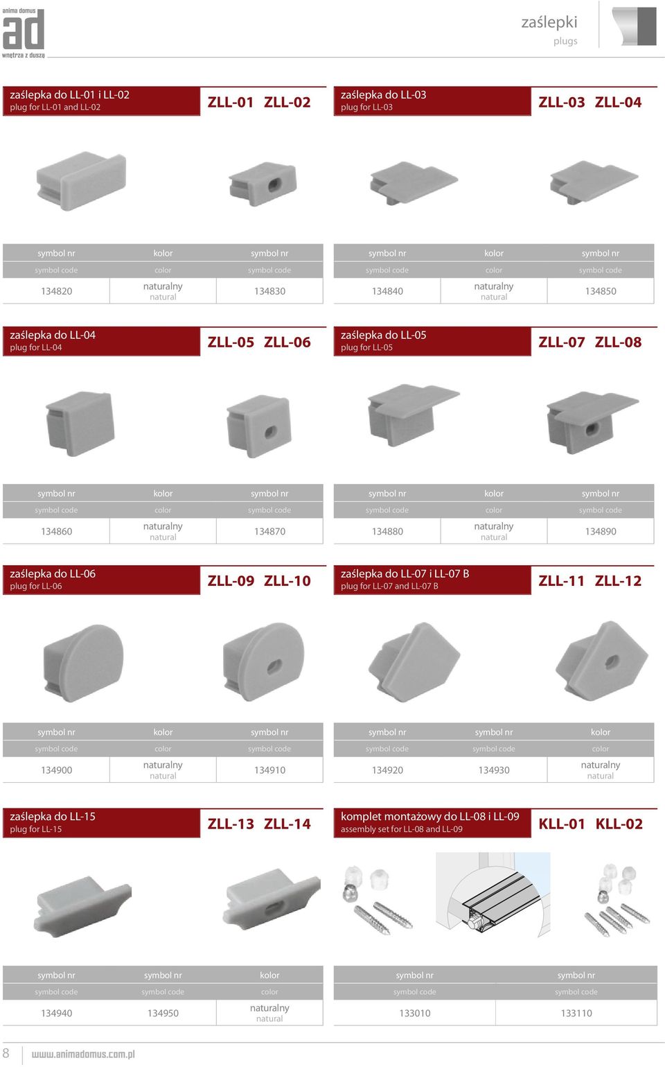 zaślepka do LL-06 plug for LL-06 ZLL-0 ZLL-10 zaślepka do LL-07 i LL-07 B plug for LL-07 and LL-07 B ZLL-11 ZLL-12 13400 ny 13410 13420 13430 ny