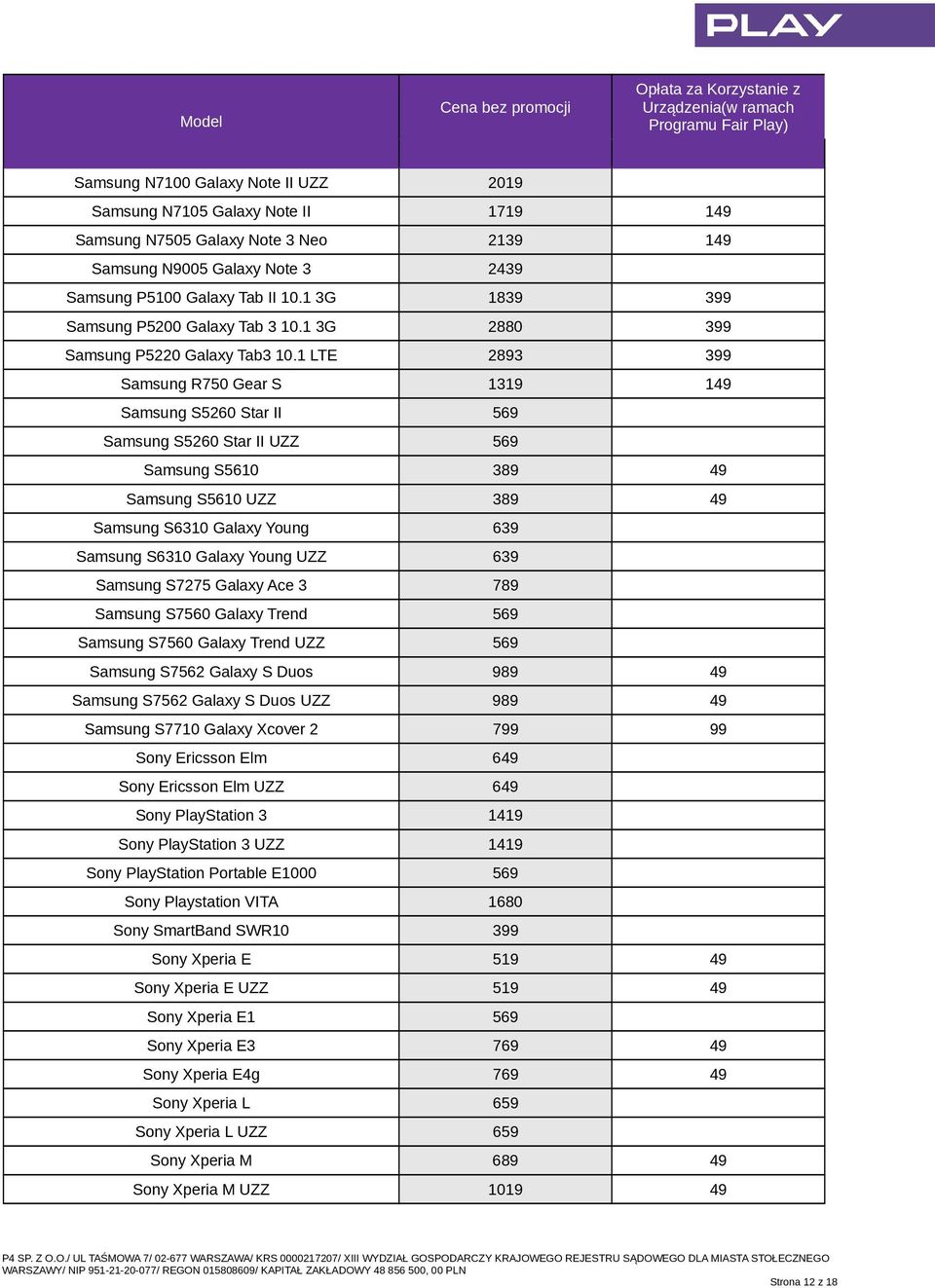 1 LTE 2893 399 Samsung R750 Gear S 1319 149 Samsung S5260 Star II 569 Samsung S5260 Star II UZZ 569 Samsung S5610 389 49 Samsung S5610 UZZ 389 49 Samsung S6310 Galaxy Young 639 Samsung S6310 Galaxy