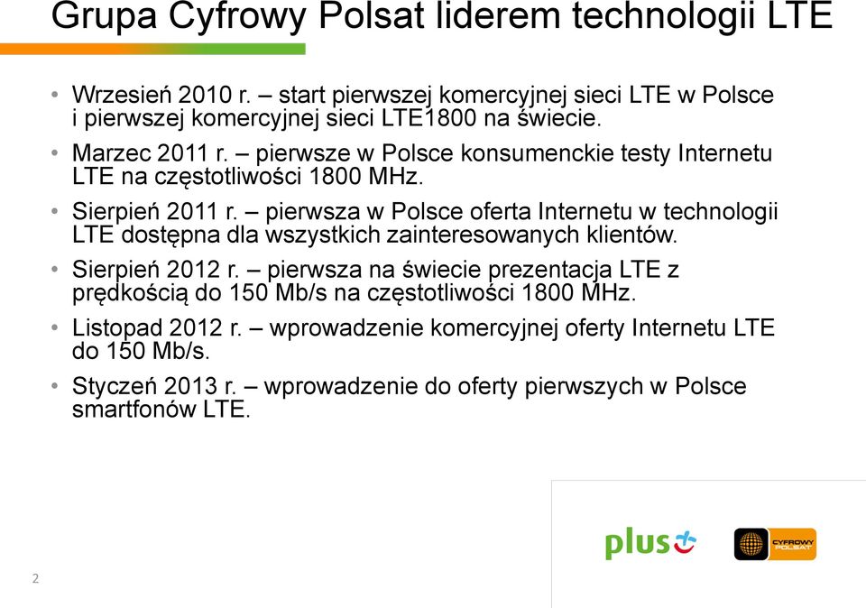 pierwsze w Polsce konsumenckie testy Internetu LTE na częstotliwości 1800 MHz. Sierpień 20 r.