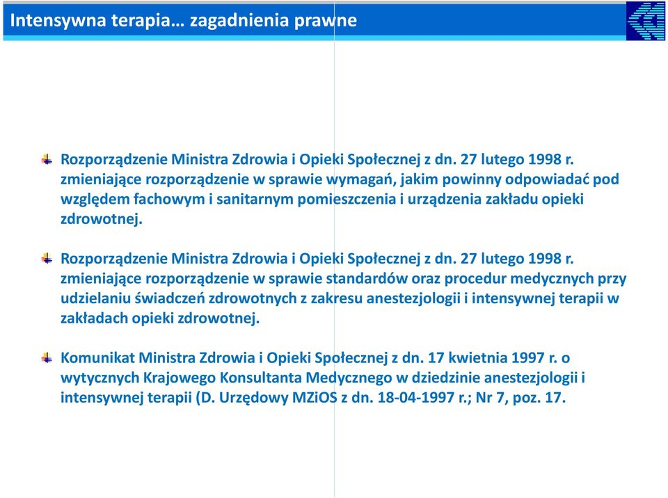 Rozporządzenie Ministra Zdrowia i Opieki Społecznej z dn. 27 lutego 1998 r.