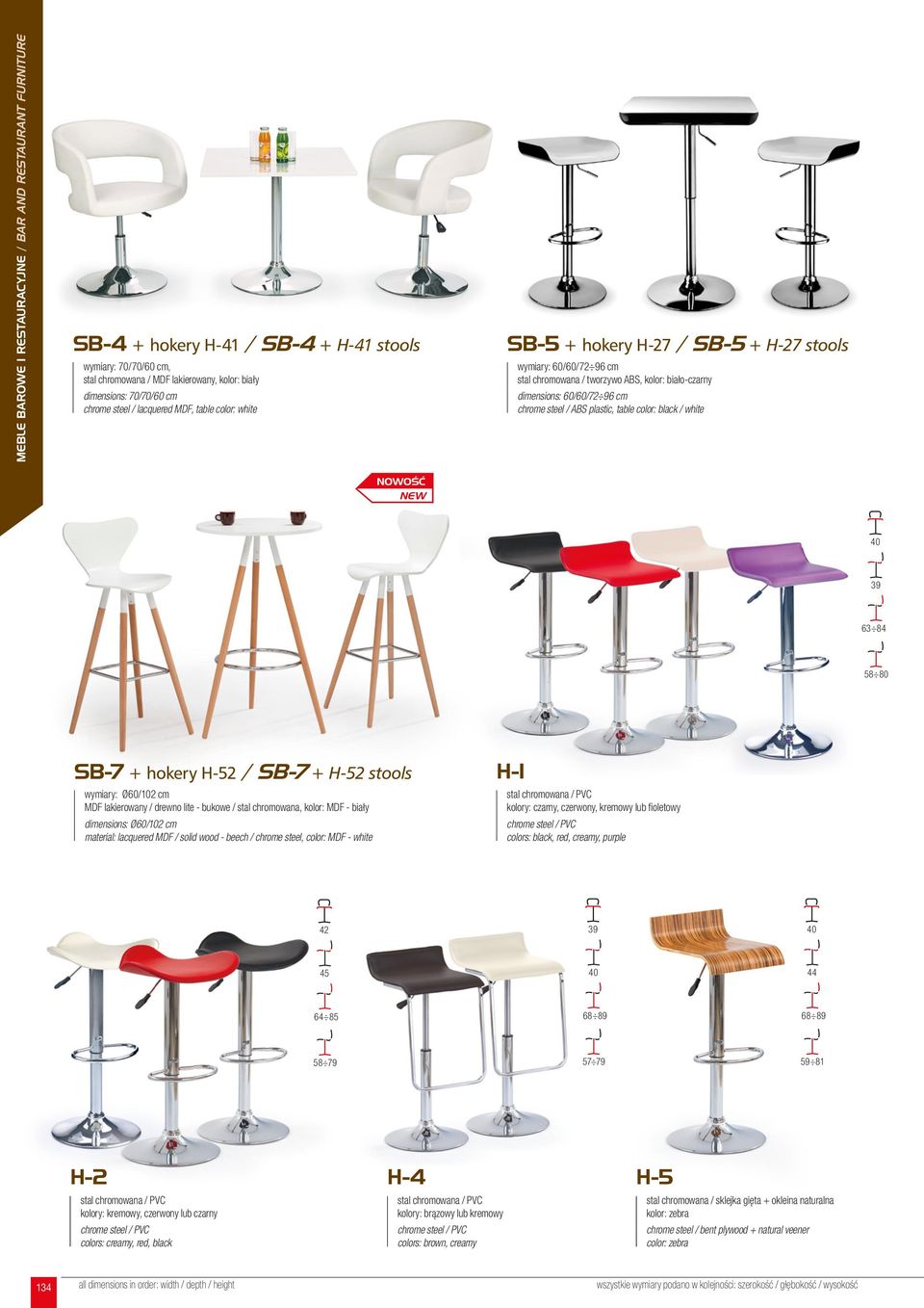 H-52 stools wymiary: Ø60/102 cm MDF lakierowany / drewno lite - bukowe / stal chromowana, kolor: MDF - biały dimensions: Ø60/102 cm material: lacquered MDF / solid wood - beech / chrome steel, color: