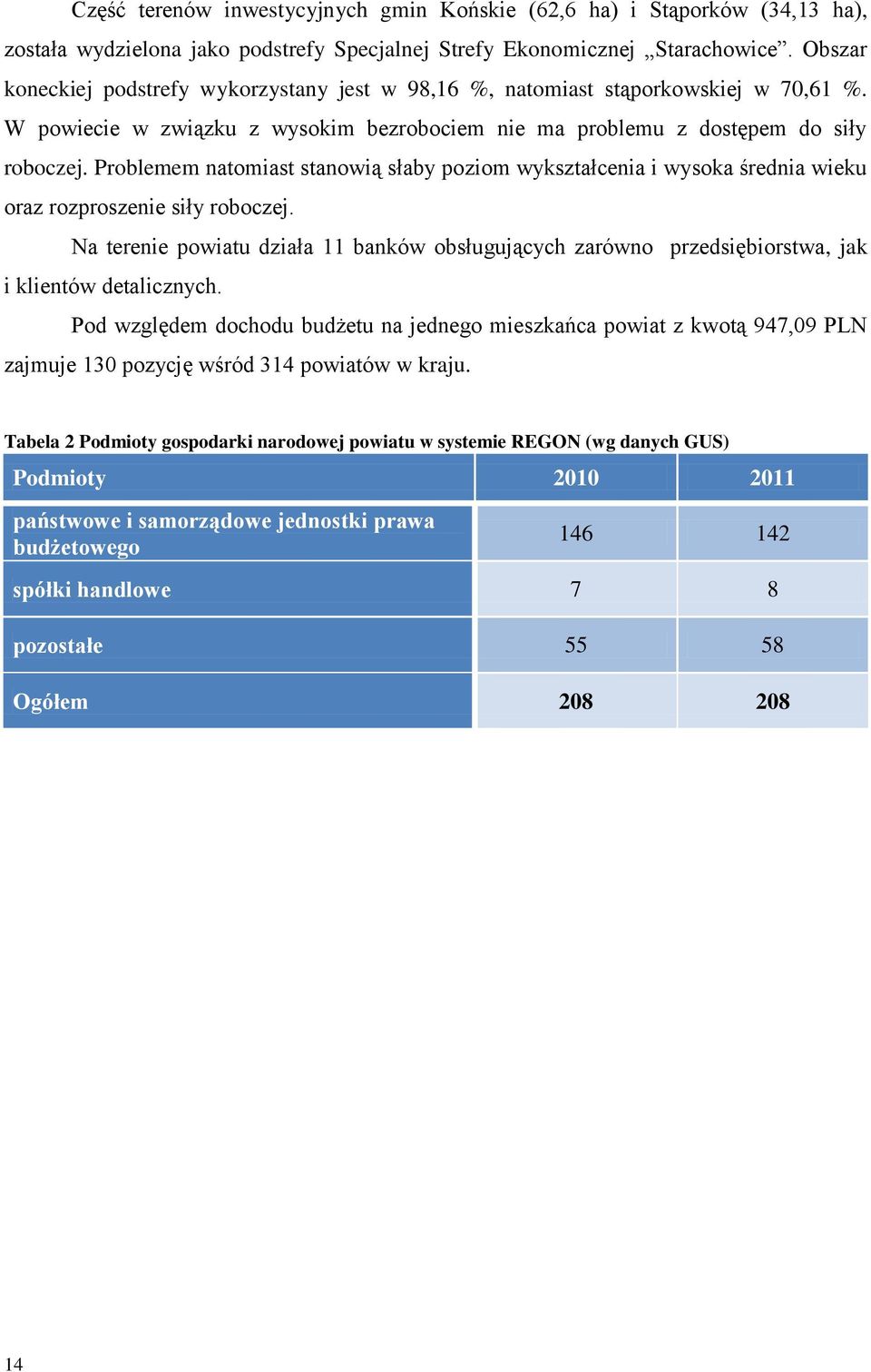 Problemem natomiast stanowią słaby poziom wykształcenia i wysoka średnia wieku oraz rozproszenie siły roboczej.