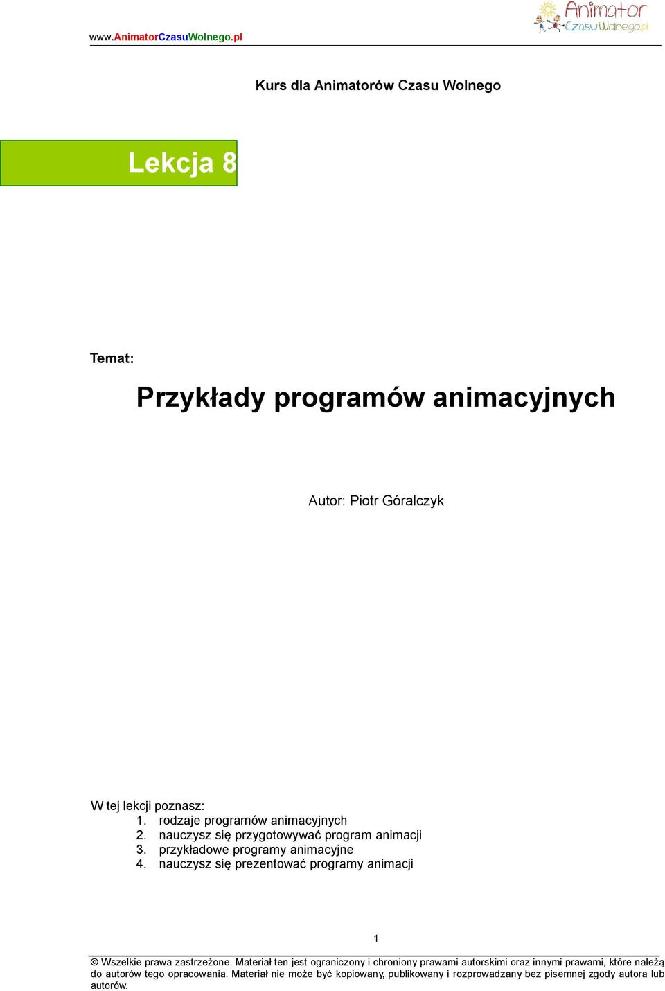 rodzaje programów animacyjnych 2.