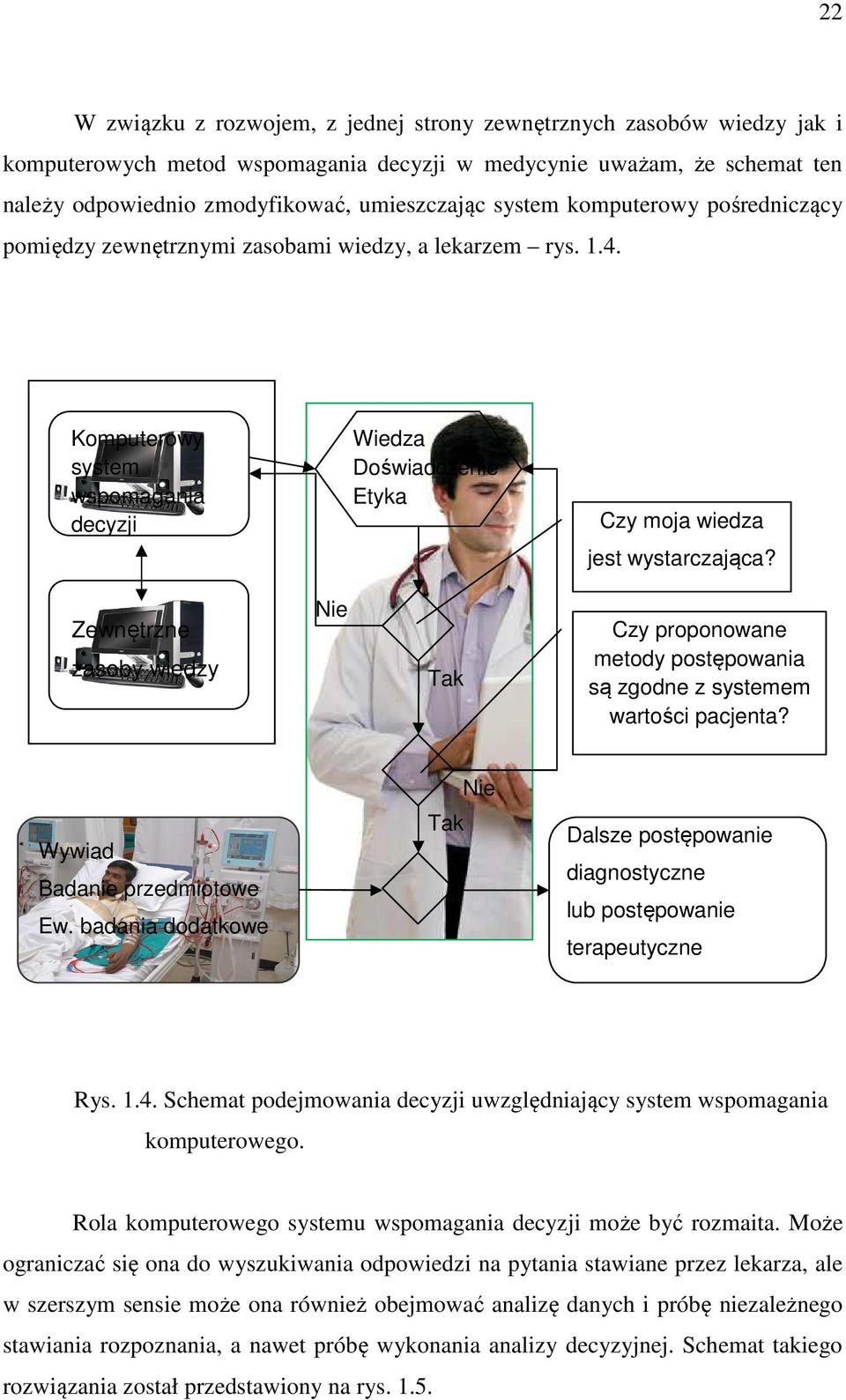 Zewnęrzne zasoby wiedzy Nie Tak Czy proponowane meody posępowania są zgodne z sysemem warości pacjena? Nie Wywiad Badanie przedmioowe Ew.