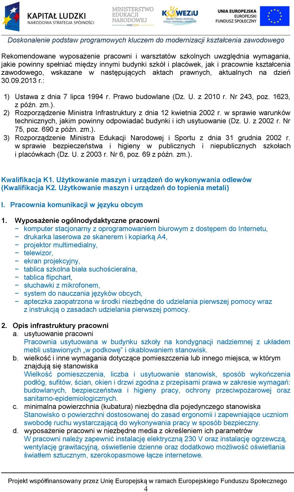 w sprawie warunków technicznych, jakim powinny odpowiadać budynki i ich usytuowanie (Dz. U. z 2002 r. Nr 75, poz. 690 z późn. zm.).