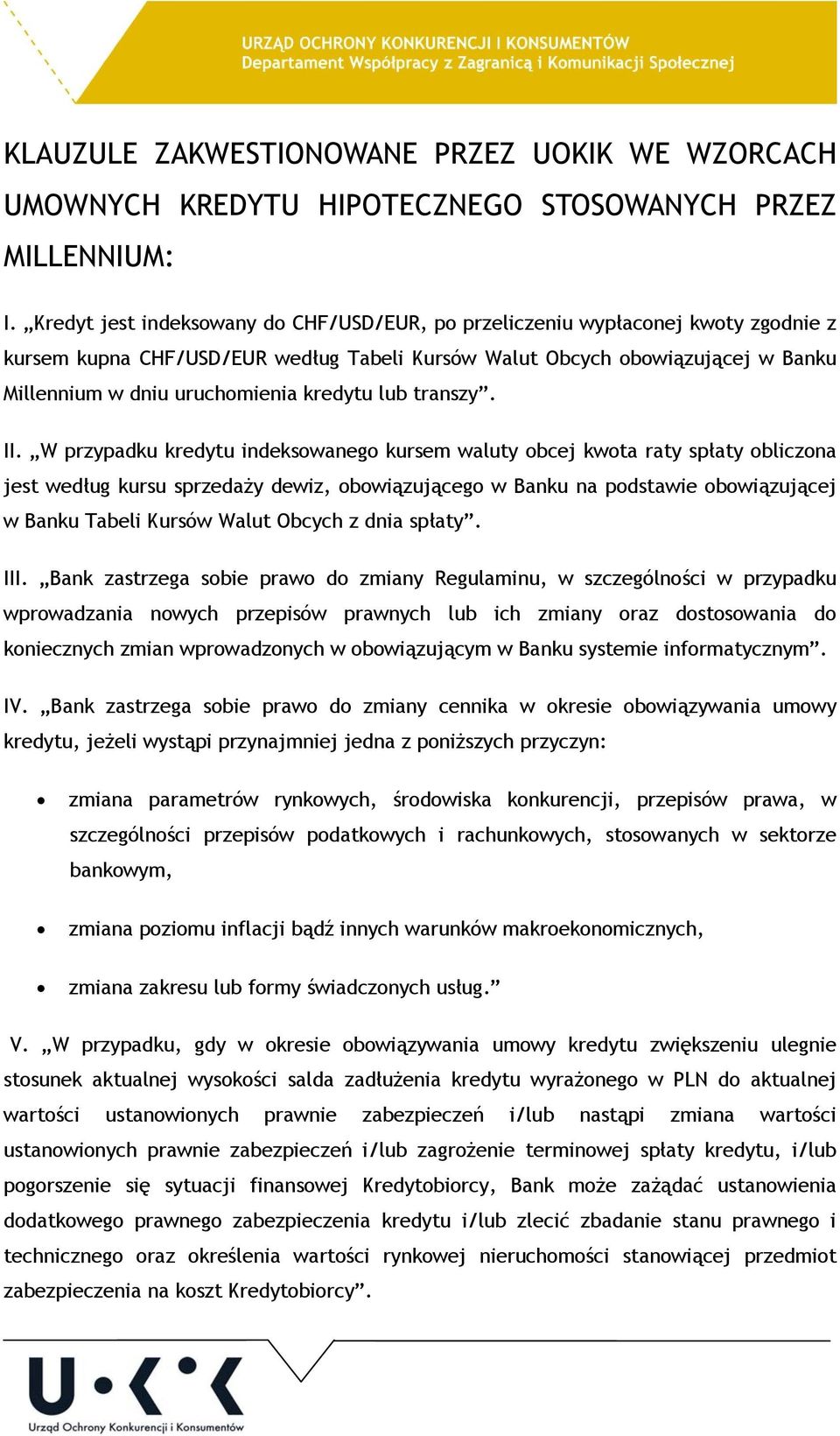kredytu lub transzy. II.