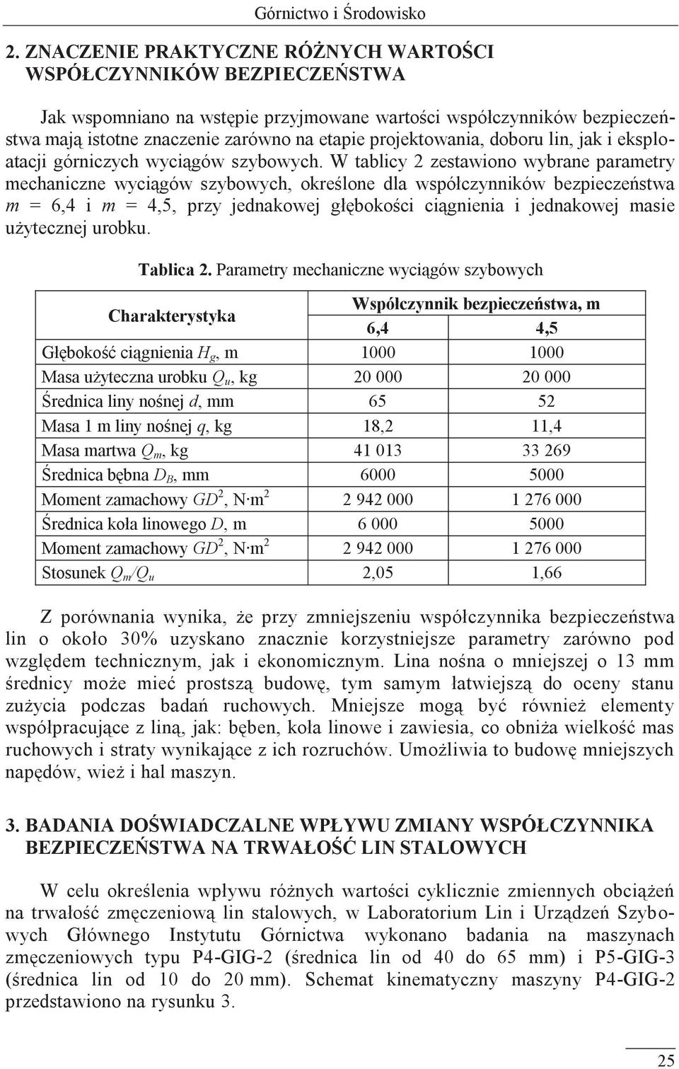 projektowania, doboru lin, jak i eksploatacji górniczych wyciągów szybowych.