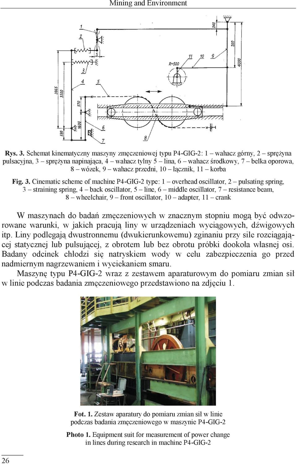 przedni, 1 łącznik, 11 korba Fig. 3.