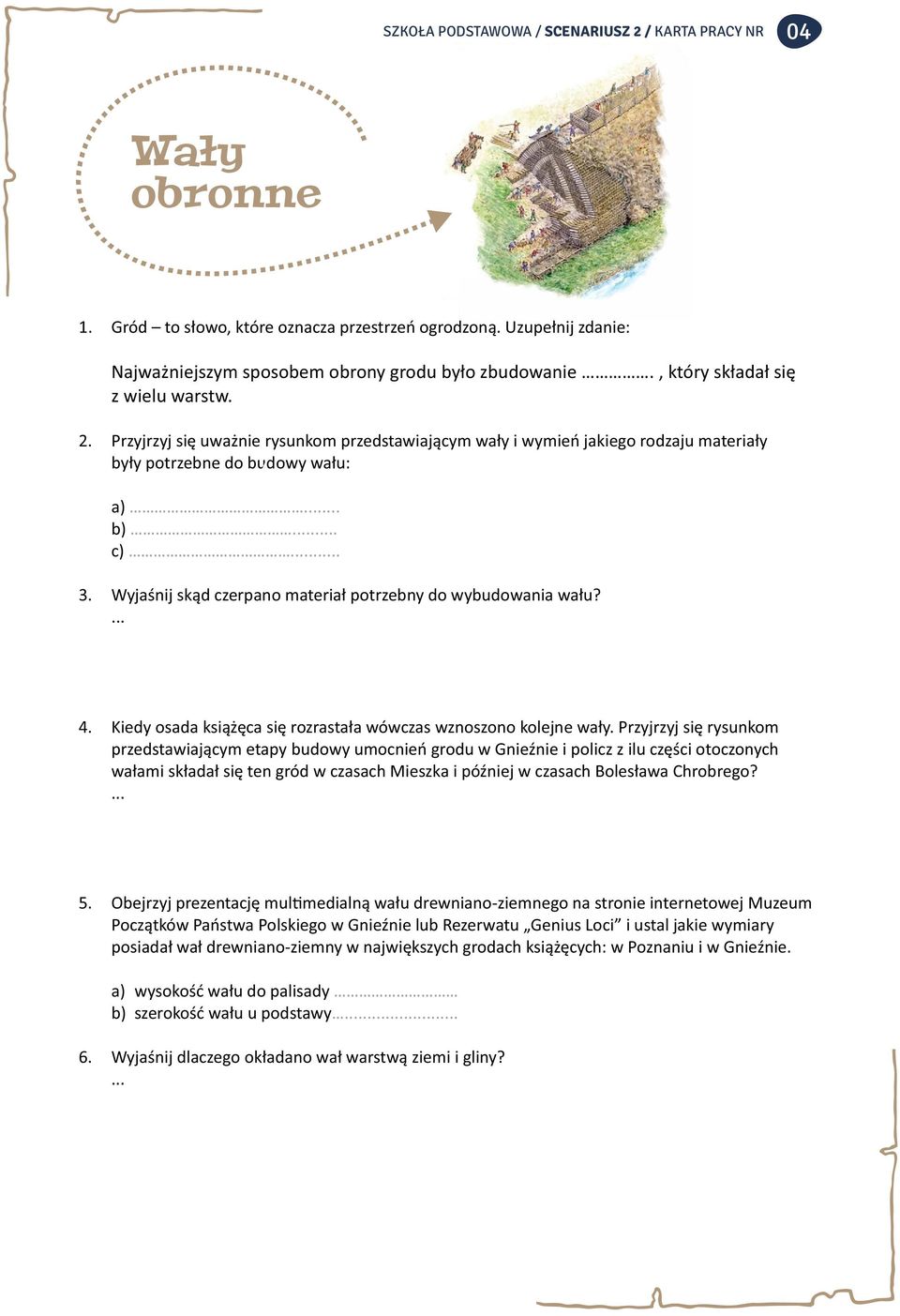 4. Kiedy osada książęca się rozrastała wówczas wznoszono kolejne wały.