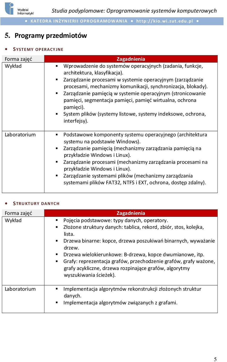 Zarządzanie pamięcią w systemie operacyjnym (stronicowanie pamięci, segmentacja pamięci, pamięć wirtualna, ochrona pamięci). System plików (systemy listowe, systemy indeksowe, ochrona, interfejsy).