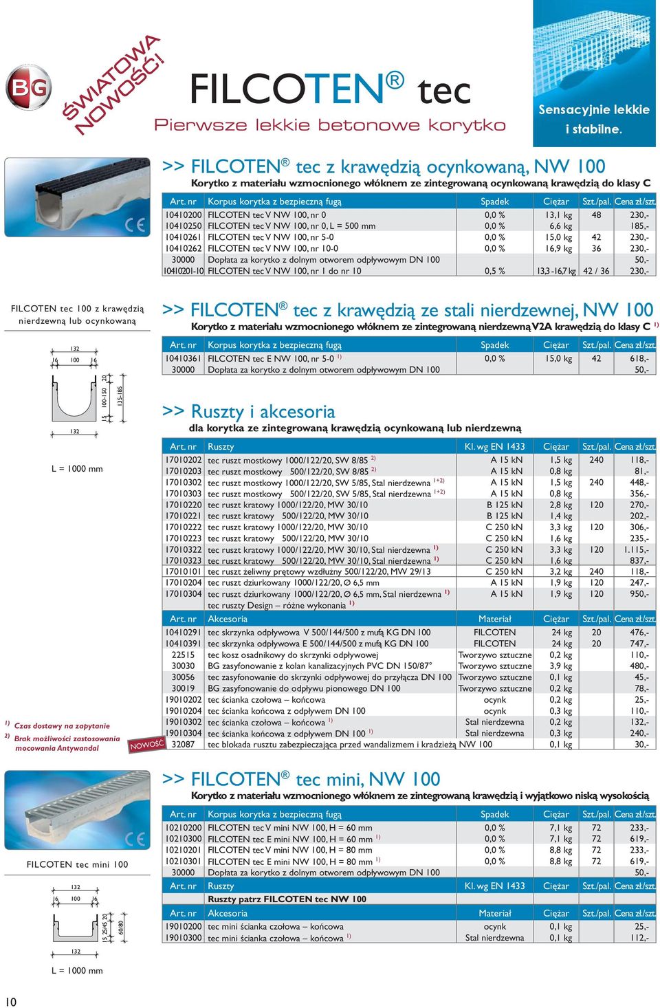 10410250 FILCOTEN tec V NW 100, nr 0, L = 500 mm 0,0 % 6,6 kg 185,- 10410261 FILCOTEN tec V NW 100, nr 5-0 0,0 % 15,0 kg 42 230,- 10410262 FILCOTEN tec V NW 100, nr 10-0 0,0 % 16,9 kg 36 230,- 30000