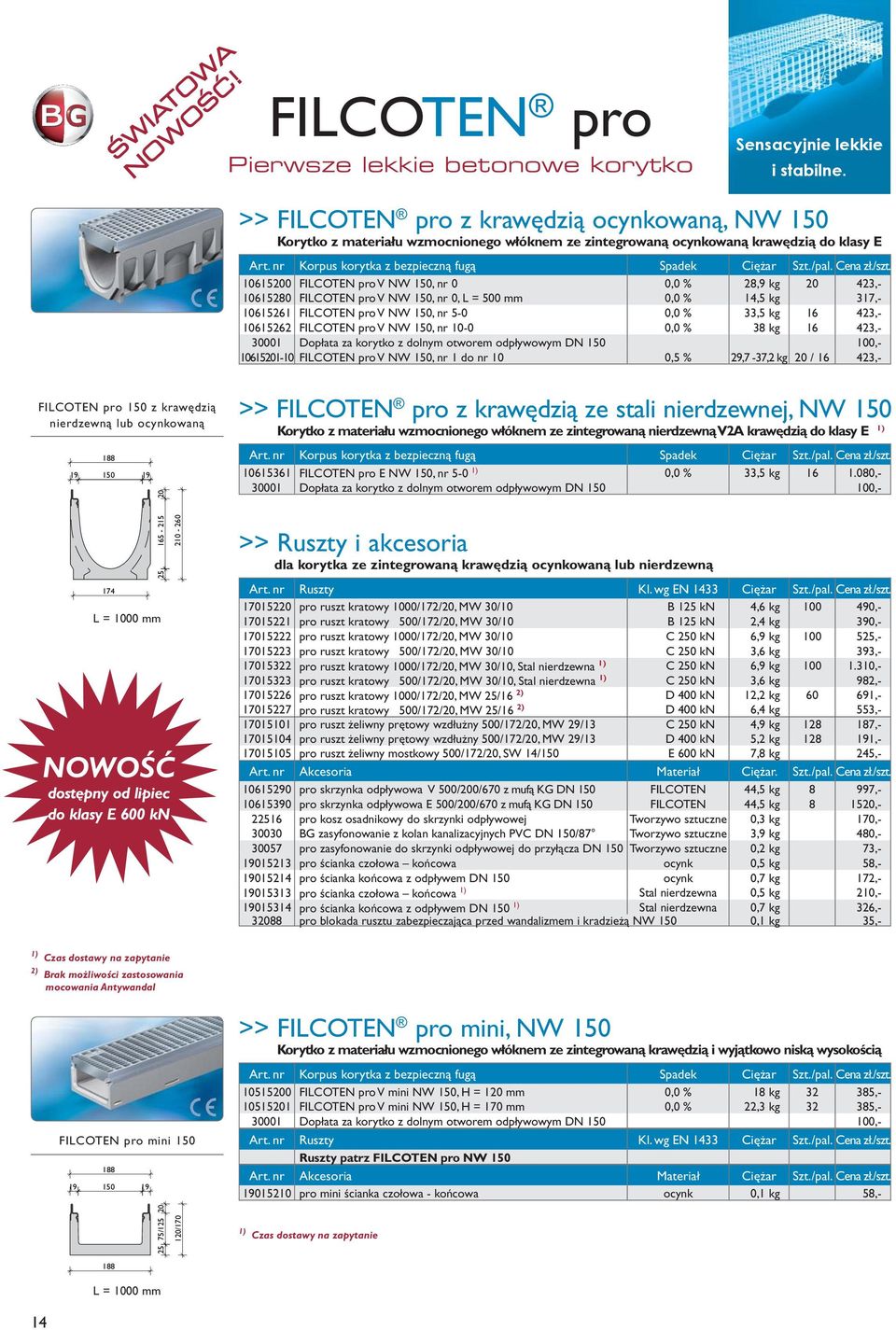 10615280 FILCOTEN pro V NW 150, nr 0, L = 500 mm 0,0 % 14,5 kg 317,- 10615261 FILCOTEN pro V NW 150, nr 5-0 0,0 % 33,5 kg 16 423,- 10615262 FILCOTEN pro V NW 150, nr 10-0 0,0 % 38 kg 16 423,- 30001