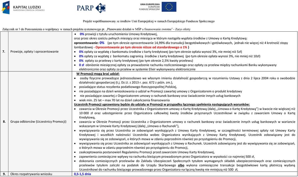 za wypłatę z bankomatu środków z karty kredytowej (po tym okresie opłata wynosi 3%, nie mniej niż 5zł) 0% opłaty za wypłatę z bankomatu zagranicą środków z karty kredytowej (po tym okresie opłata