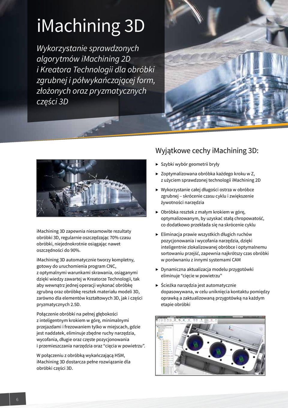 czasu cyklu i zwiększenie żywotności narzędzia imachining 3D zapewnia niesamowite rezultaty obróbki 3D, regularnie oszczędzając 70% czasu obróbki, niejednokrotnie osiągając nawet oszczędności do 90%.