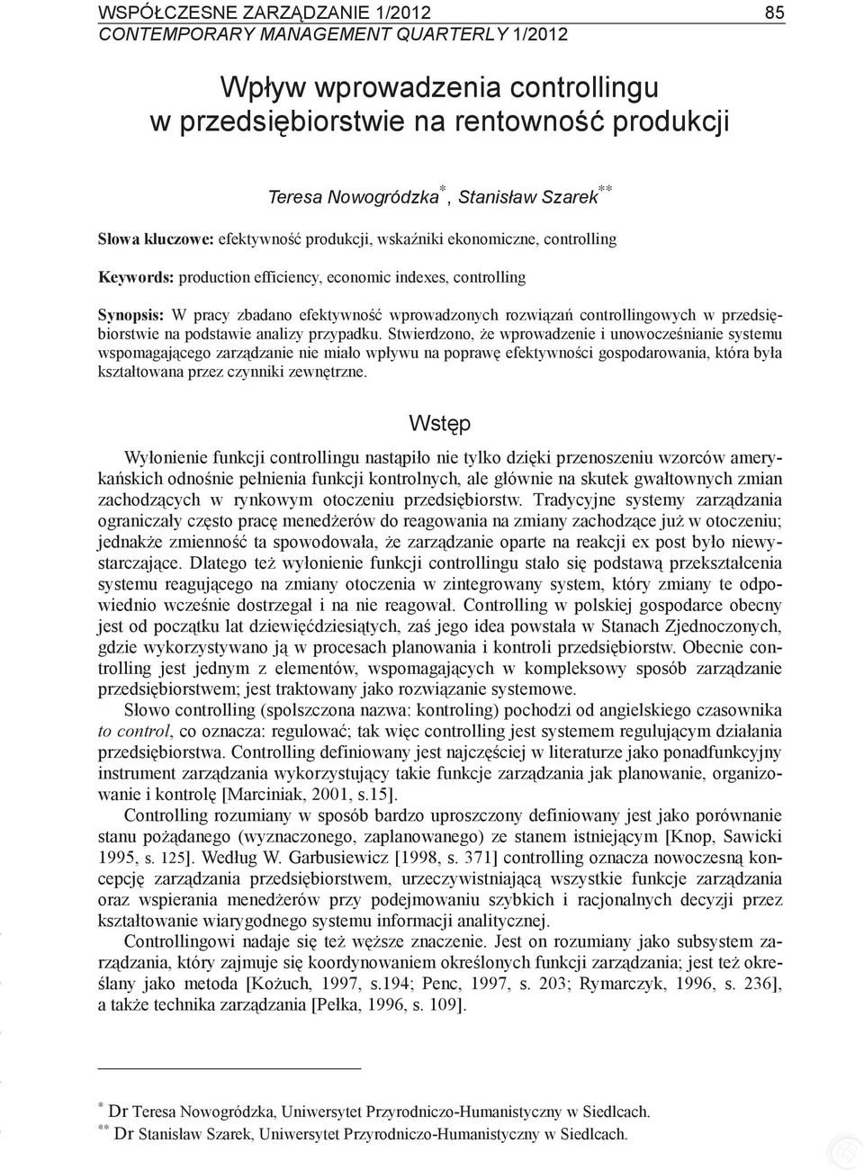przedsibiorstwie na podstawie analizy przypadku.
