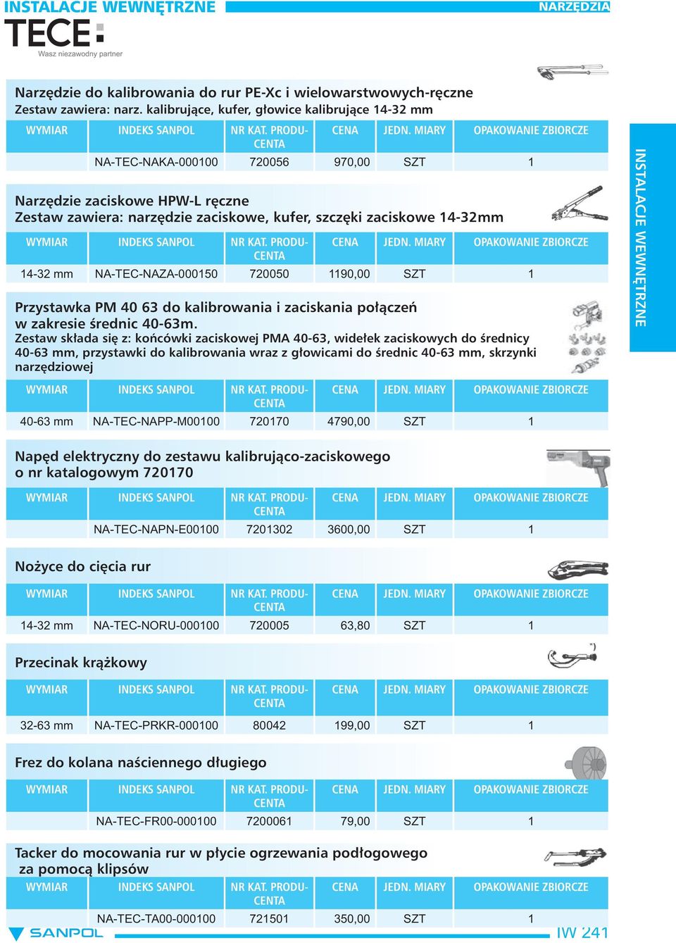 OPAKOWANIE 14-32 mm NA-TEC-NAZA-000150 720050 1190,00 SZT 1 Przystawka PM 40 63 do kalibrowania i zaciskania połączeń w zakresie średnic 40-63m.
