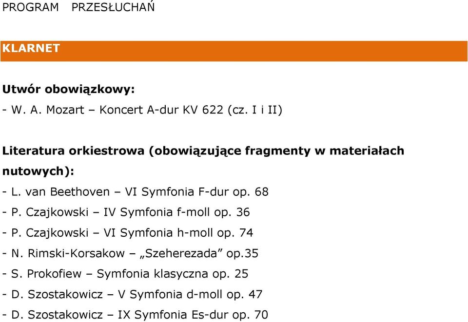 Czajkowski VI Symfonia h-moll op. 74 - N. Rimski-Korsakow Szeherezada op.35 - S.
