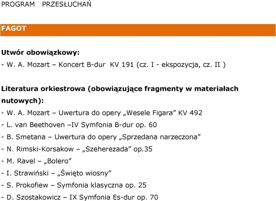 Rimski-Korsakow Szeherezada op.35 - M. Ravel Bolero - I. Strawiński Święto wiosny - S.