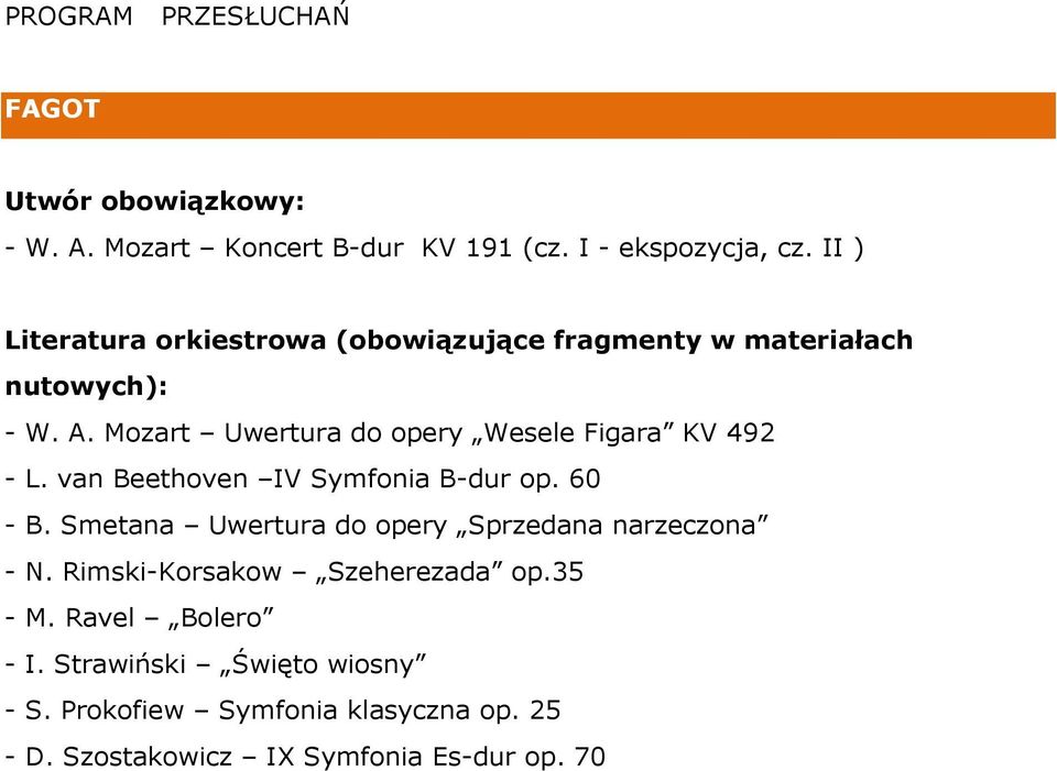 Rimski-Korsakow Szeherezada op.35 - M. Ravel Bolero - I. Strawiński Święto wiosny - S.