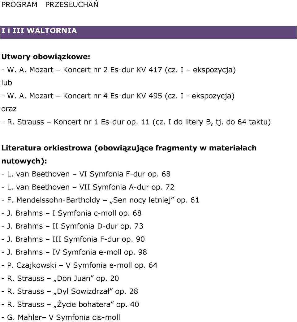 Mendelssohn-Bartholdy Sen nocy letniej op. 61 - J. Brahms I Symfonia c-moll op. 68 - J. Brahms II Symfonia D-dur op. 73 - J. Brahms III Symfonia F-dur op. 90 - J.