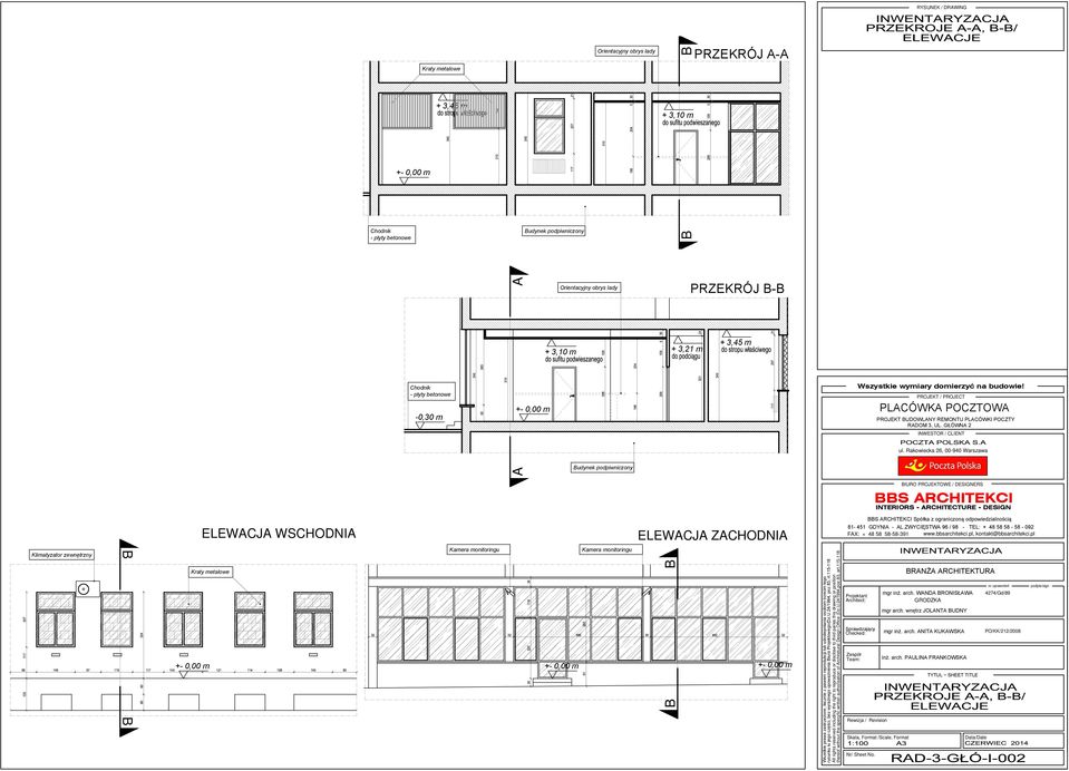 PROJEKT / PROJECT PLACÓWKA POCZTOWA PROJEKT BUDOWLANY REMONTU PLACÓWKI POCZTY RADOM 3, UL. GŁÓWNA 2 INWESTOR / CLIENT ul.