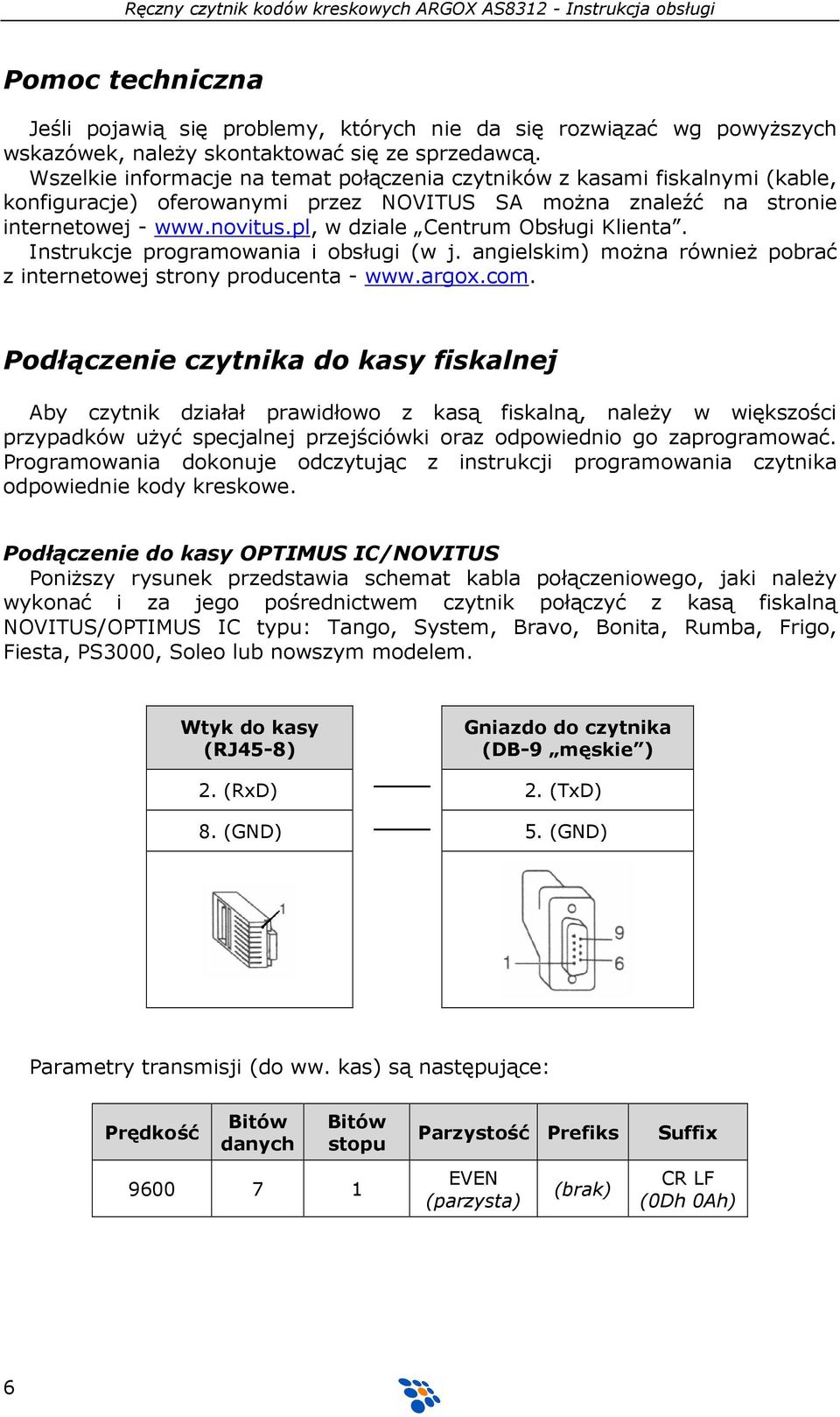 pl, w dziale Centrum Obsługi Klienta. Instrukcje programowania i obsługi (w j. angielskim) moŝna równieŝ pobrać z internetowej strony producenta - www.argox.com.