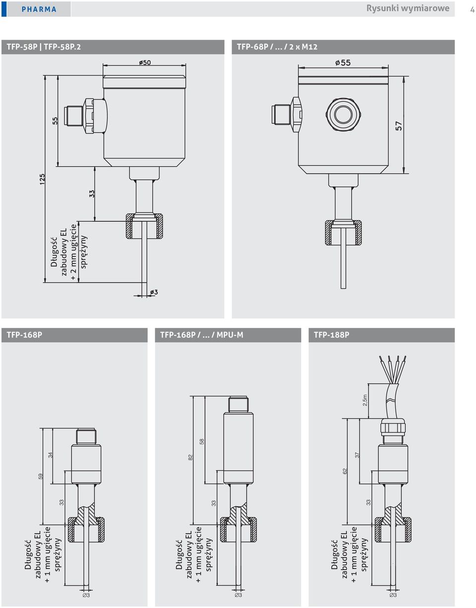 zabudowy EL + 2 mm ugięcie sprężyny TFP-168P TFP-168P /.