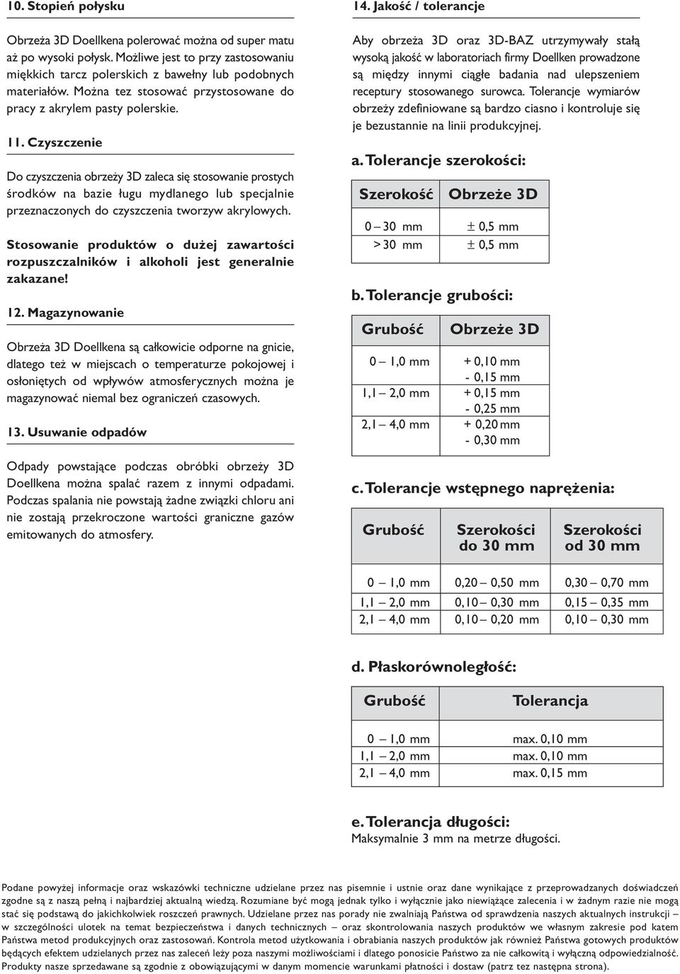 Czyszczenie Do czyszczenia obrzeży 3D zaleca się stosowanie prostych środków na bazie ługu mydlanego lub specjalnie przeznaczonych do czyszczenia tworzyw akrylowych.