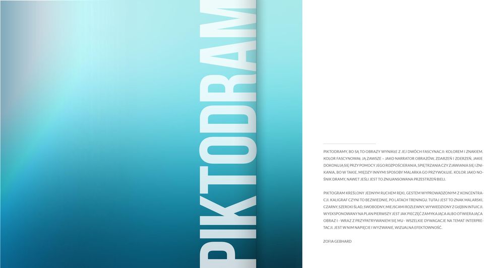 malarka go przywołuje. Kolor jako nośnik dramy, nawet jeśli jest to zniuansowana przestrzeń bieli. Piktogram kreślony jednym ruchem ręki, gestem wyprowadzonym z koncentracji.