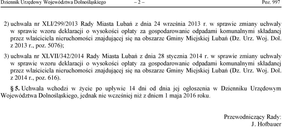 Lubań (Dz. Urz. Woj. Dol. z 2013 r., poz. 50