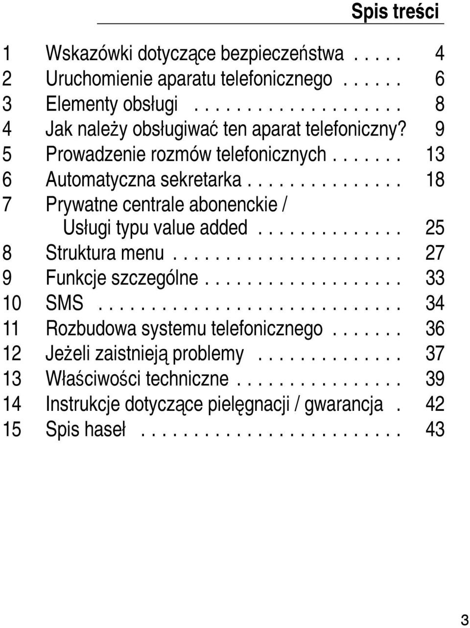 .. 18 7 Prywatne centrale abonenckie / Usługi typu value added... 25 8 Struktura menu... 27 9 Funkcje szczególne... 33 10 SMS.
